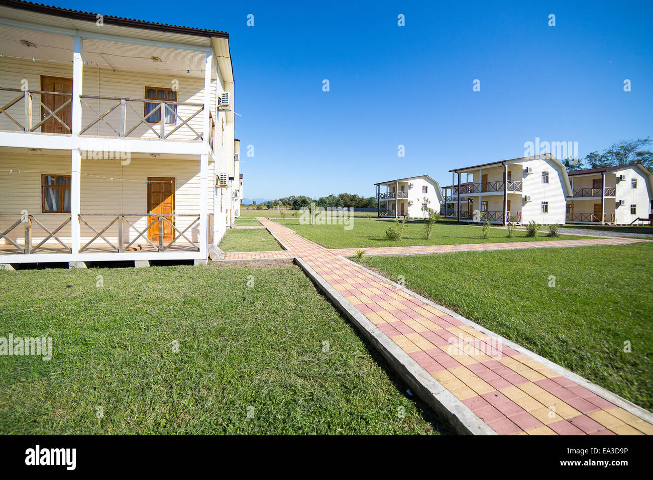 Moderne Mini-Hotelgebäude, Pizunda, Abchasien Stockfoto