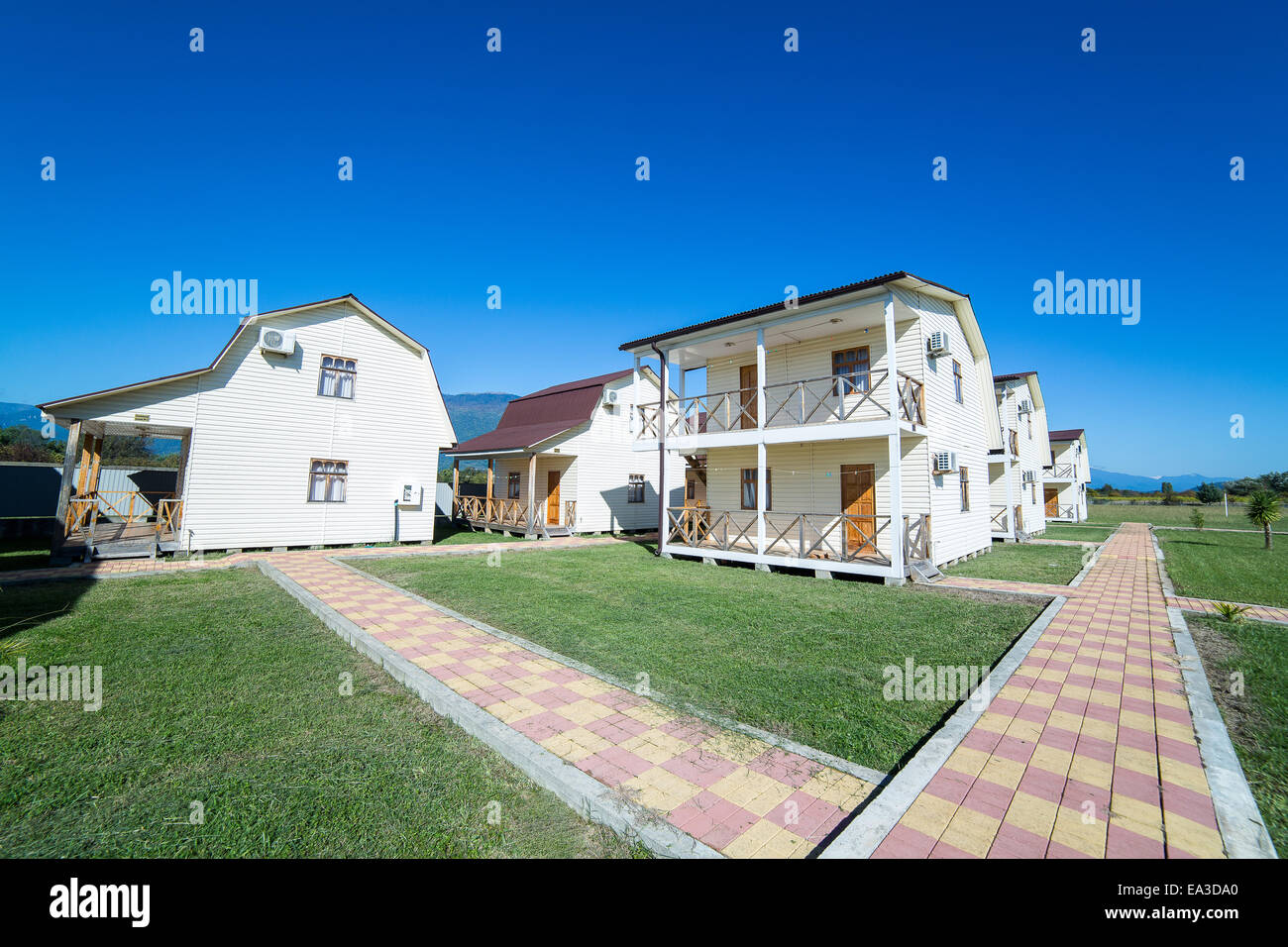 Moderne Mini-Hotelgebäude, Pizunda, Abchasien Stockfoto