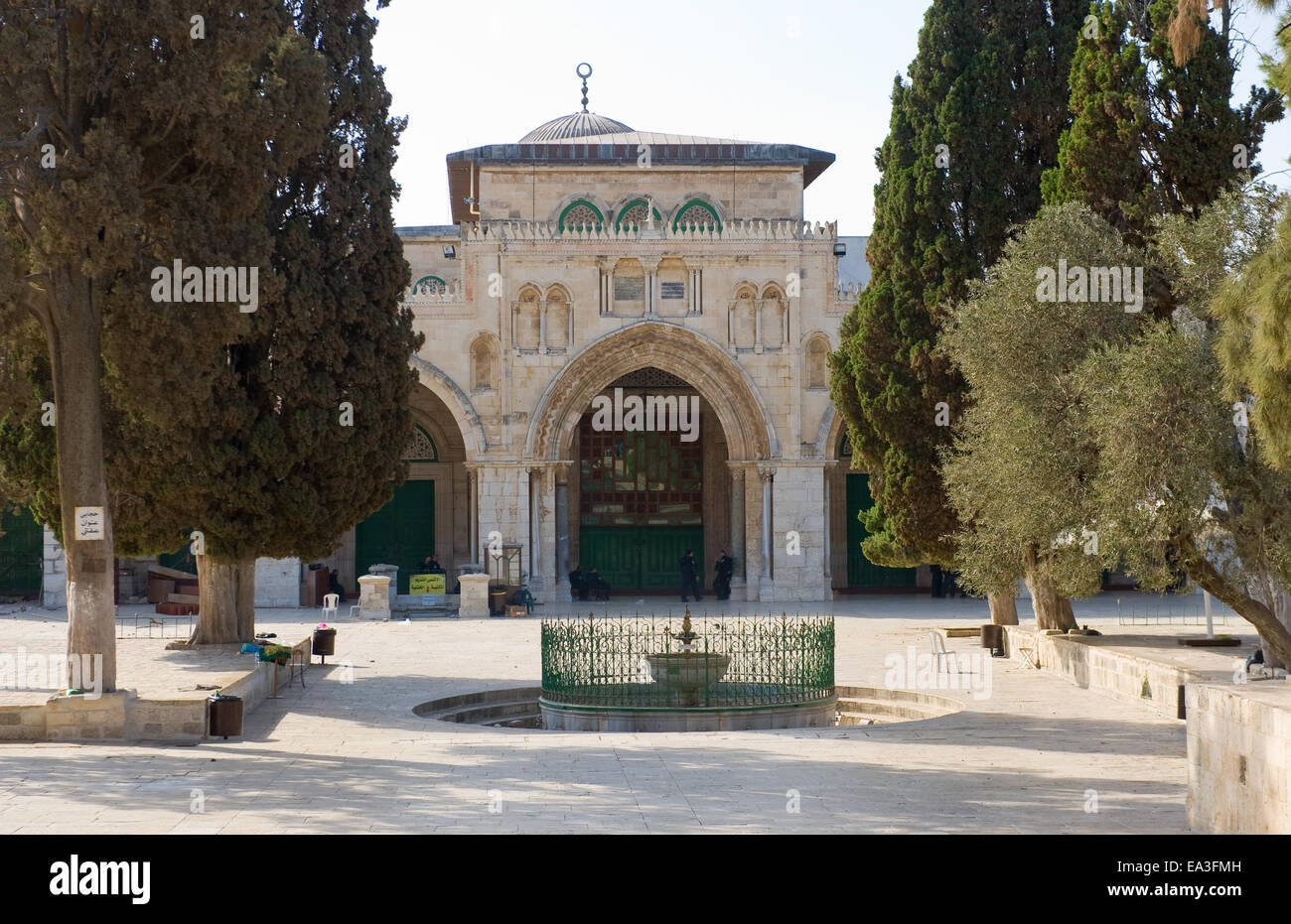 Der Eingang der Al-Aqsa-Moschee auf dem Tempelplatz in Jerusalem Stockfoto