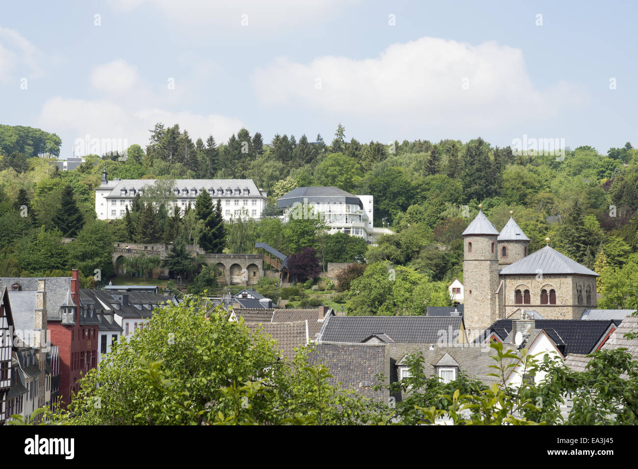 Blick auf die Stadt von Bad Muenstereifel, Deutschland Stockfoto