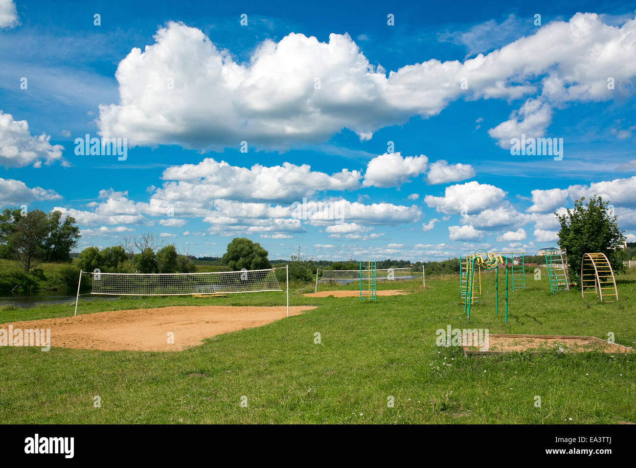 Volleyballplatz, Gebiet Moskau, Russland Stockfoto