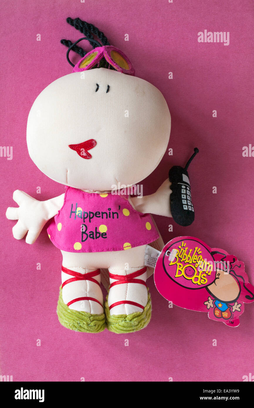 Bubblegum Bods Schweißgerätschaften Babe weichen Kuscheltier auf rosa Hintergrund isoliert Stockfoto