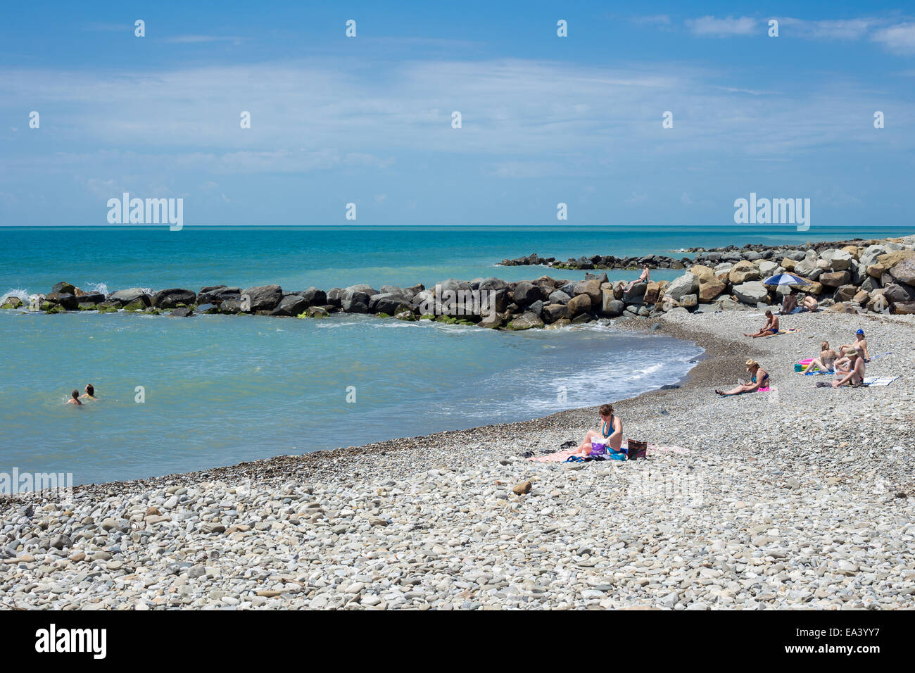 Schwarzen Meer Strand, Sotschi, Region Krasnodar, Russland Stockfoto