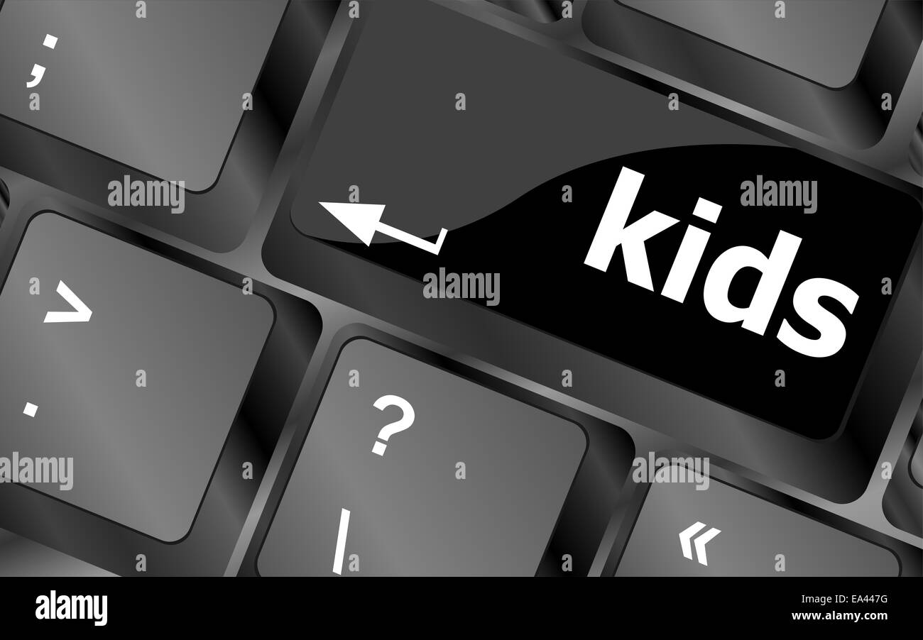 Kinder-Taste in eine Computer-Tastatur Stockfoto