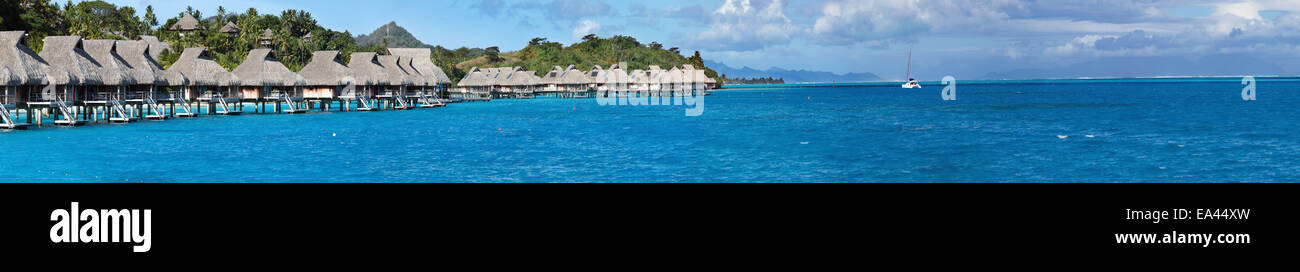 Blaue Lagune. Polynesien, panorama Stockfoto