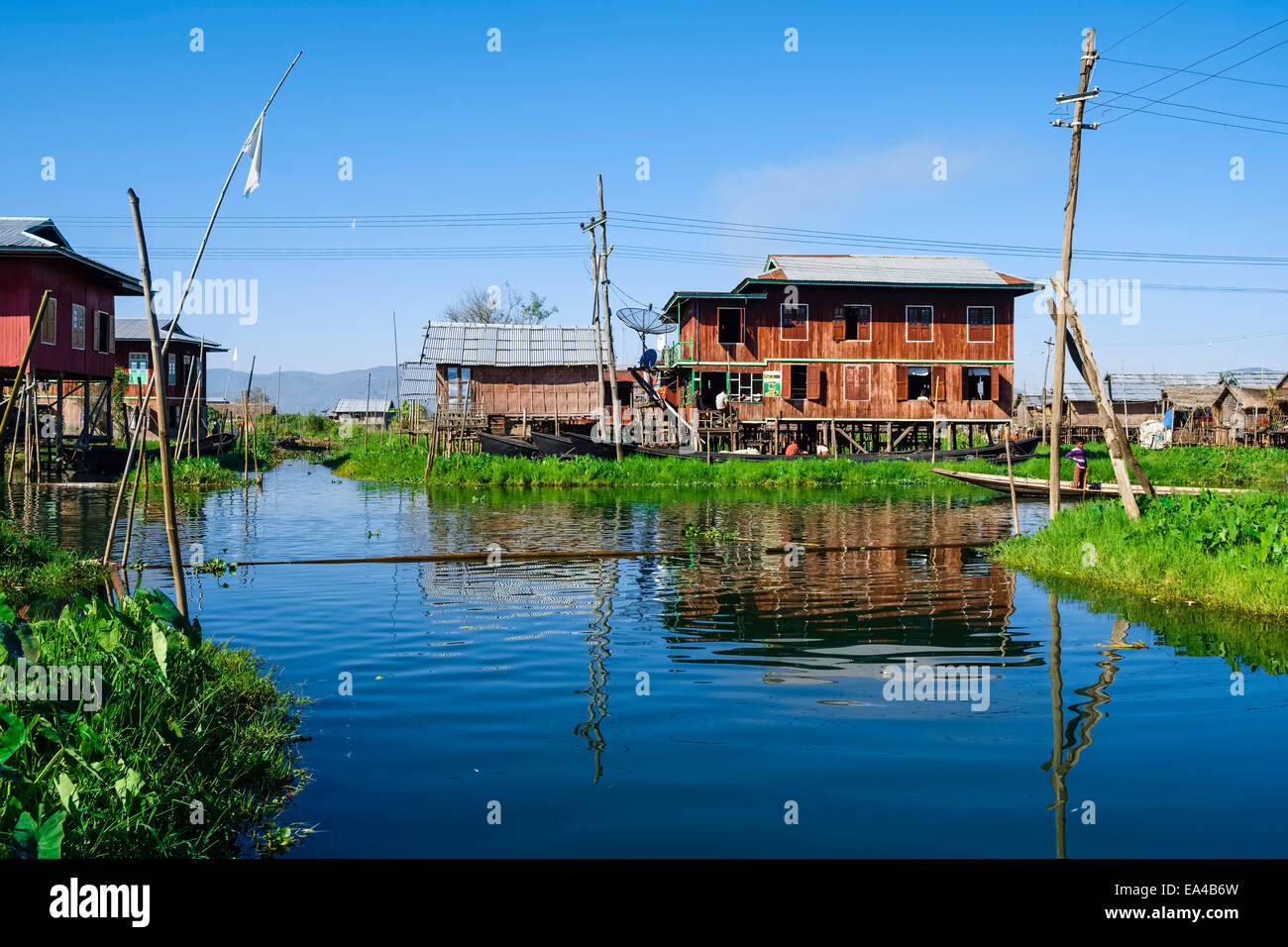 Pfahlbauten am Inle-See, Shan State in Myanmar Stockfoto Pfahlbauten am Inle-See, Shan State in Myanmar Stockfoto