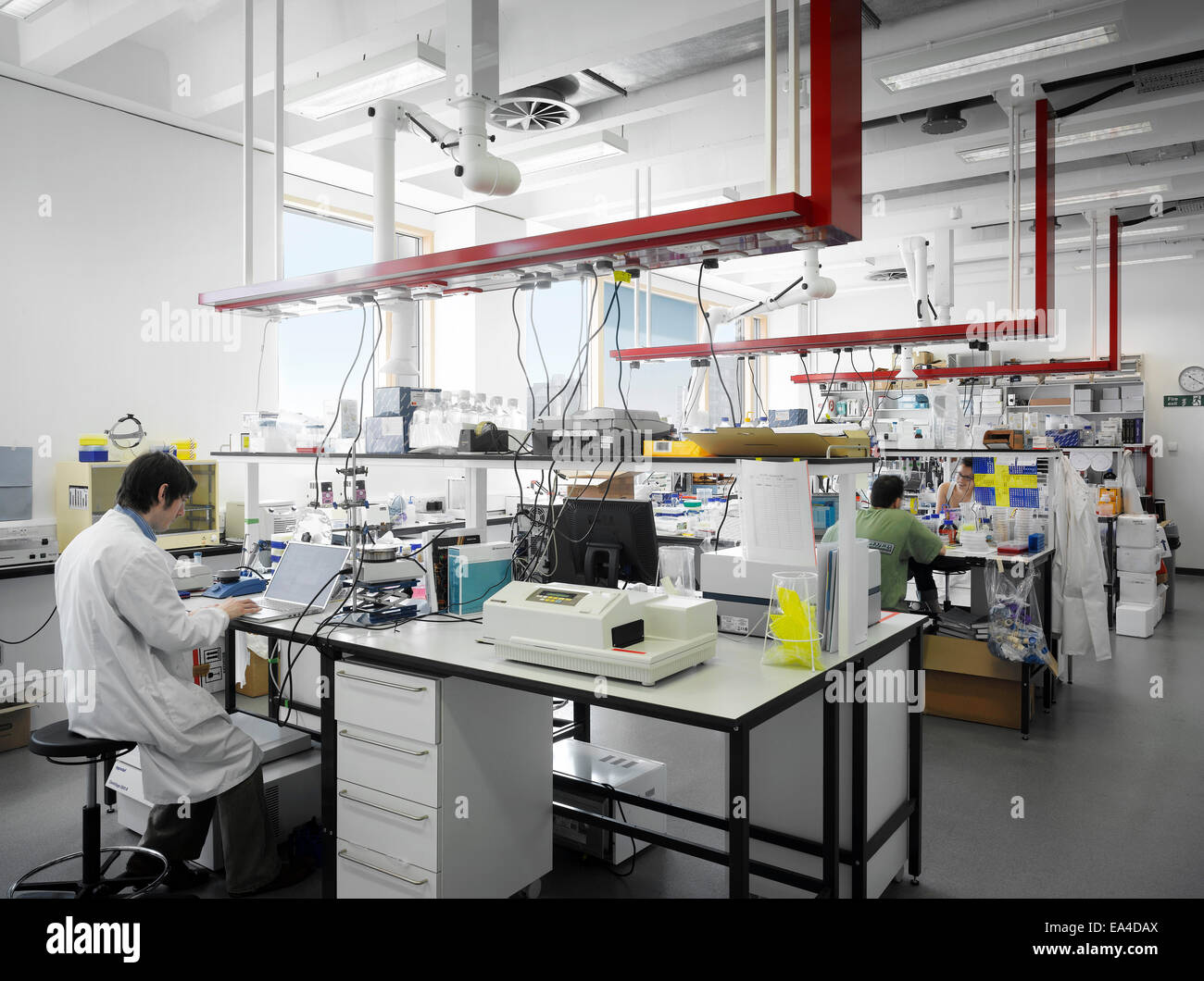 Forscher im Labor, Manchester interdisziplinäre Biozentrum, John Garside Building, England, UK. Stockfoto