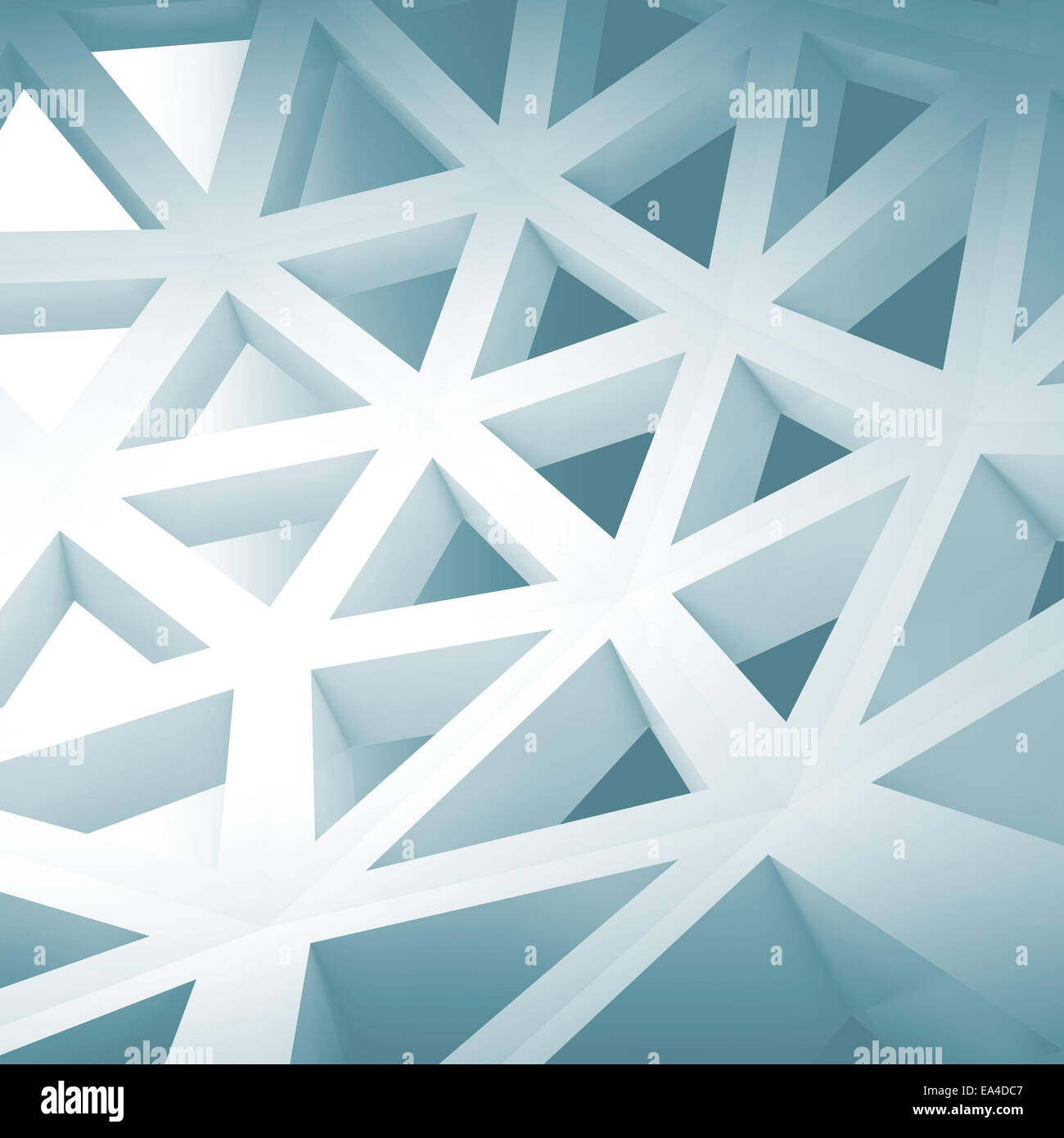 Abstrakte innere 3D-Hintergrund mit blauen Dreieck Draht Bau Stockfoto