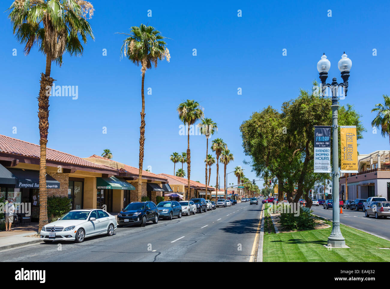 El Paseo, die wichtigsten Einkaufsstraßen Straße, Palm Desert, Riverside County, California, USA Stockfoto