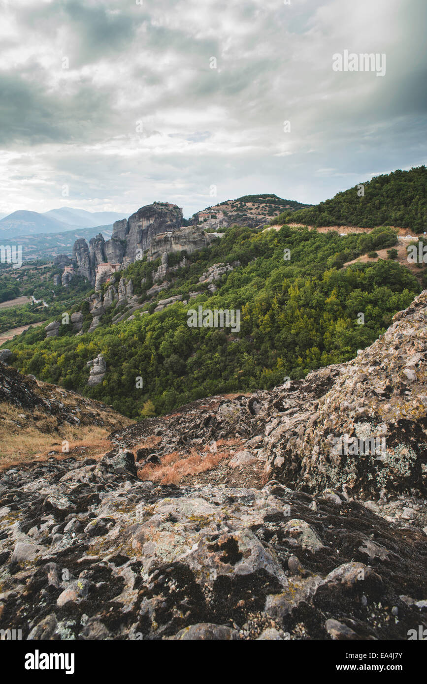 Meteora in Griechenland. Meteora ist die Klöster auf der Oberseite der Felstürme. Stockfoto