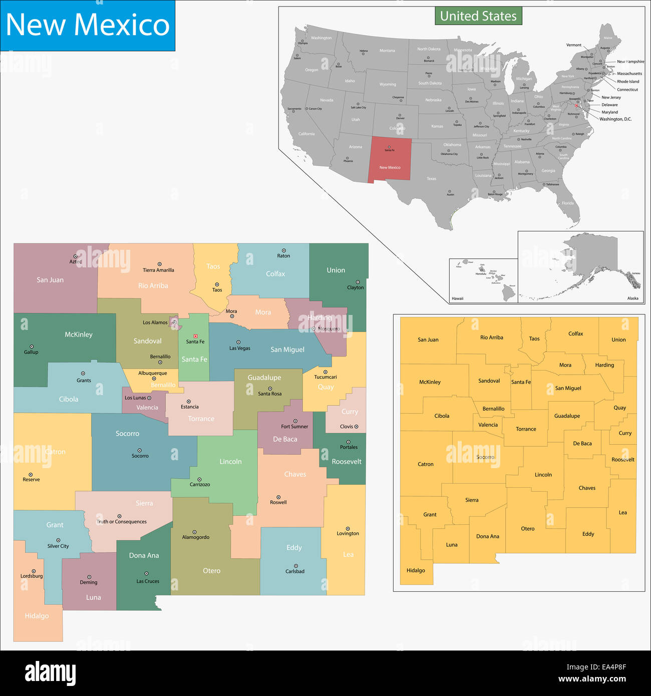 Karte in New Mexiko Stockfoto