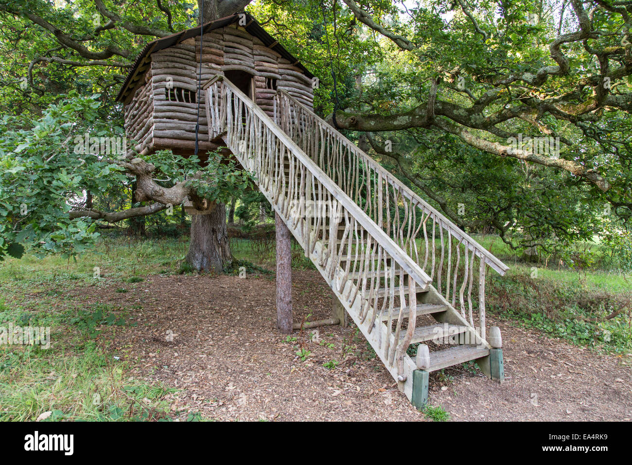 Baum Holzhaus, Plas Newydd Country House und Gärten, Anglesey, North Wales, UK Stockfoto