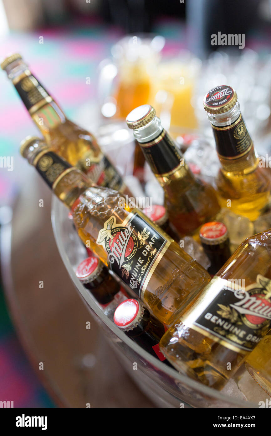 Miller Bier in einen Eimer Stockfoto