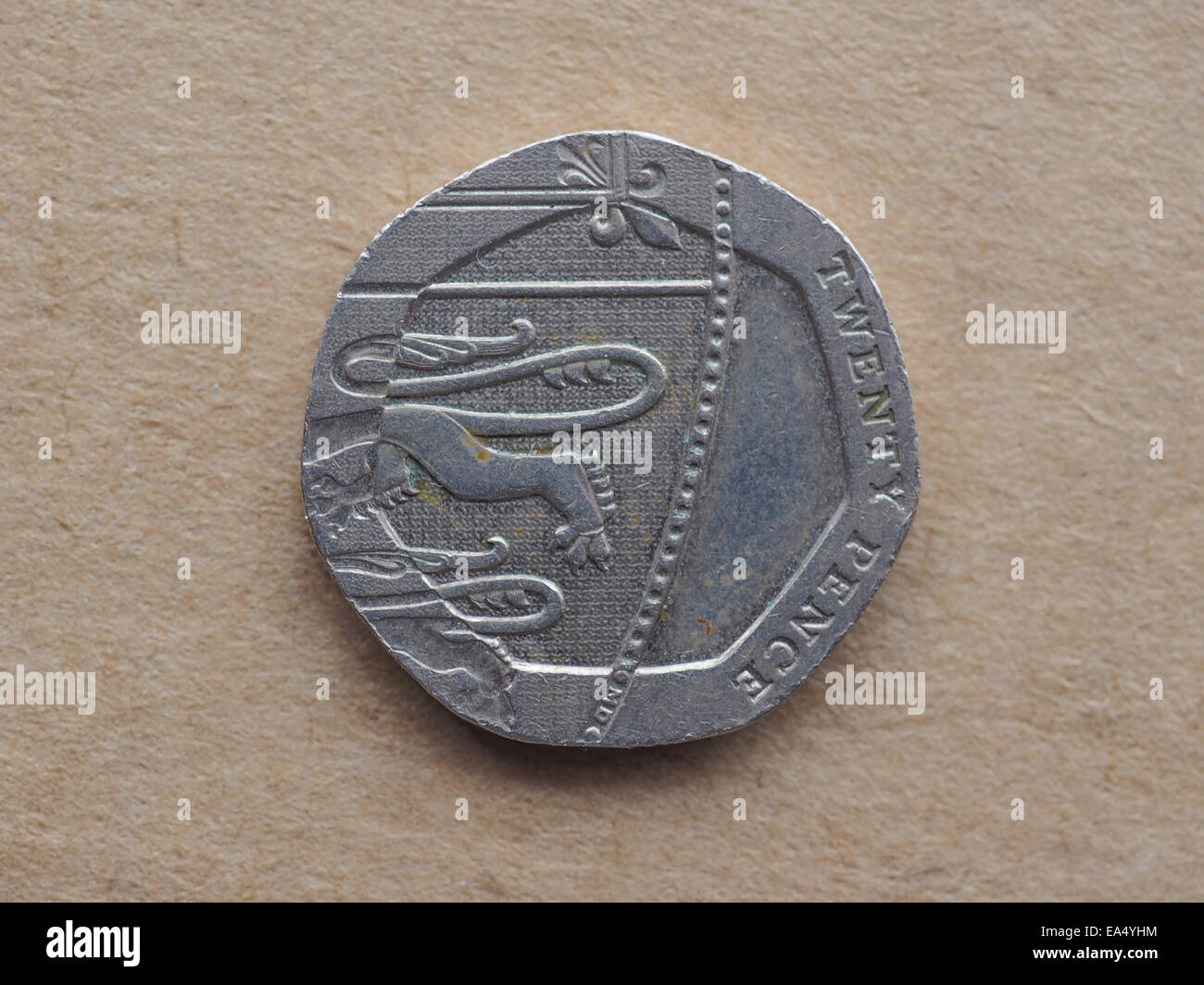 Zwanzig Pence Münze Währung des Vereinigten Königreichs Stockfoto