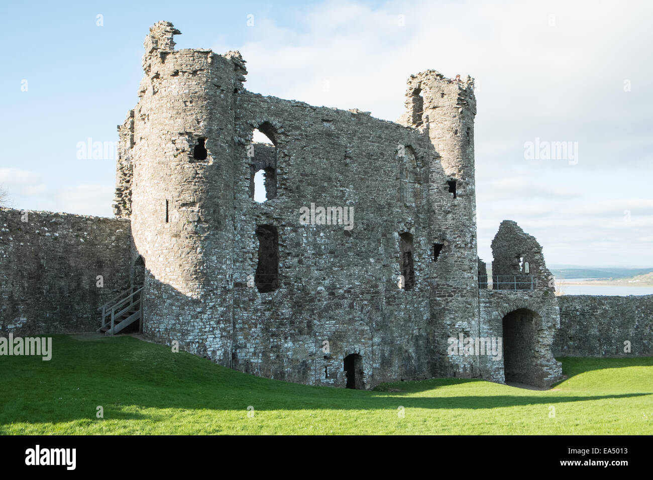 Llanstephan Burg, Carmarthenshire, West Wales, Wales, Stockfoto