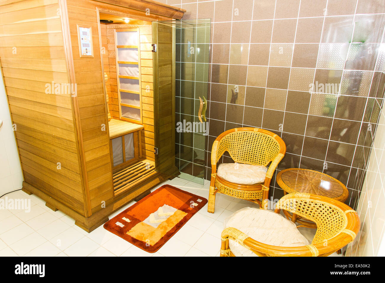Infrarot-Sauna-Kabine, Spa Stockfoto