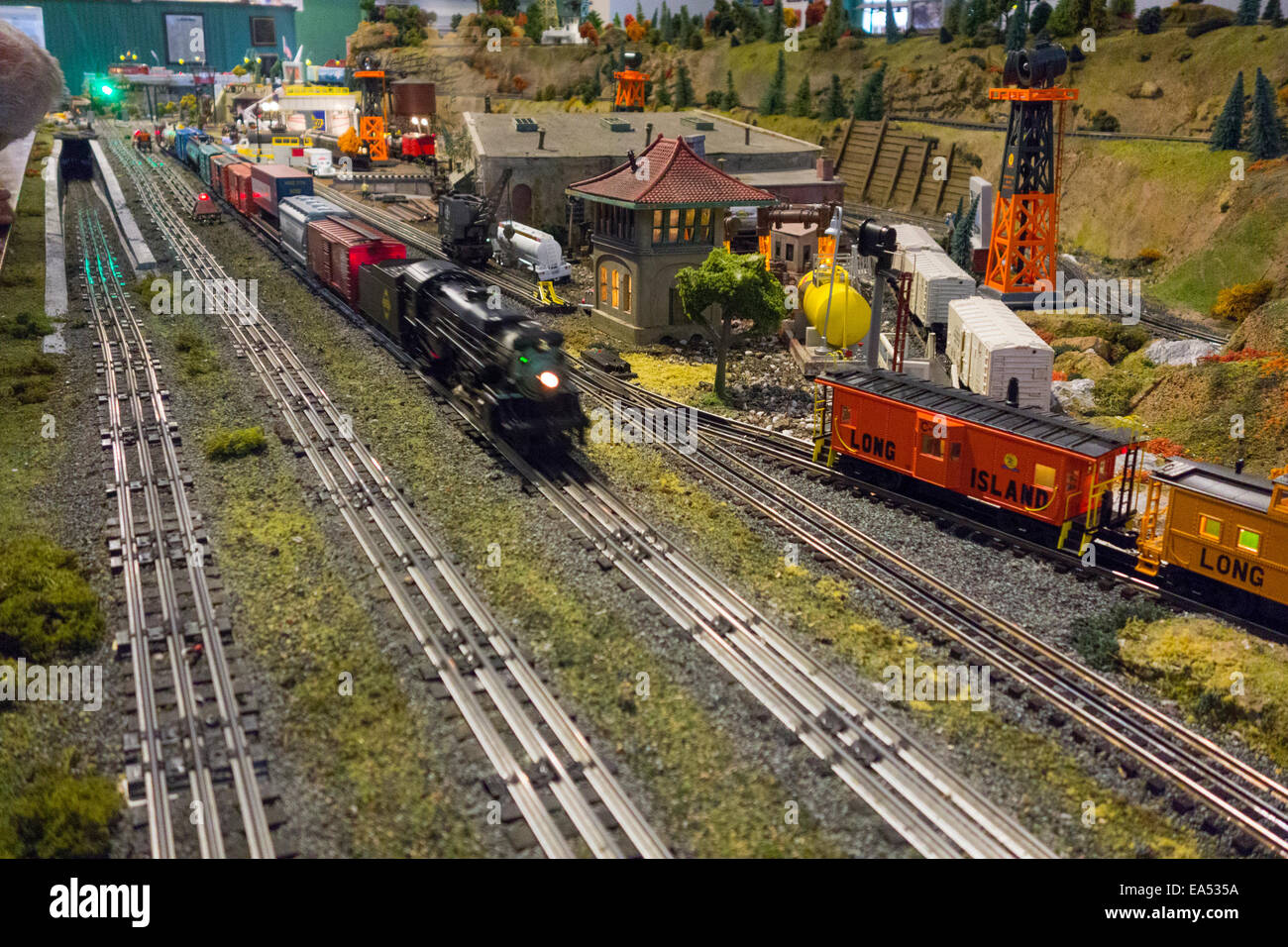 Eisenbahn Museum von Long Island Spielzeugeisenbahnen Stockfoto