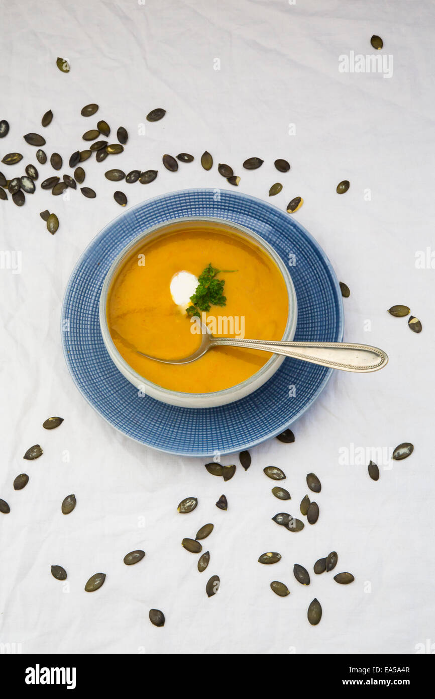 Kürbissuppe, Studio gedreht Stockfoto