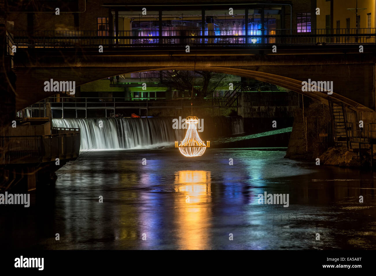 Weihnachtliche Atmosphäre in die alte Industrielandschaft von Norrköping, Schweden Stockfoto