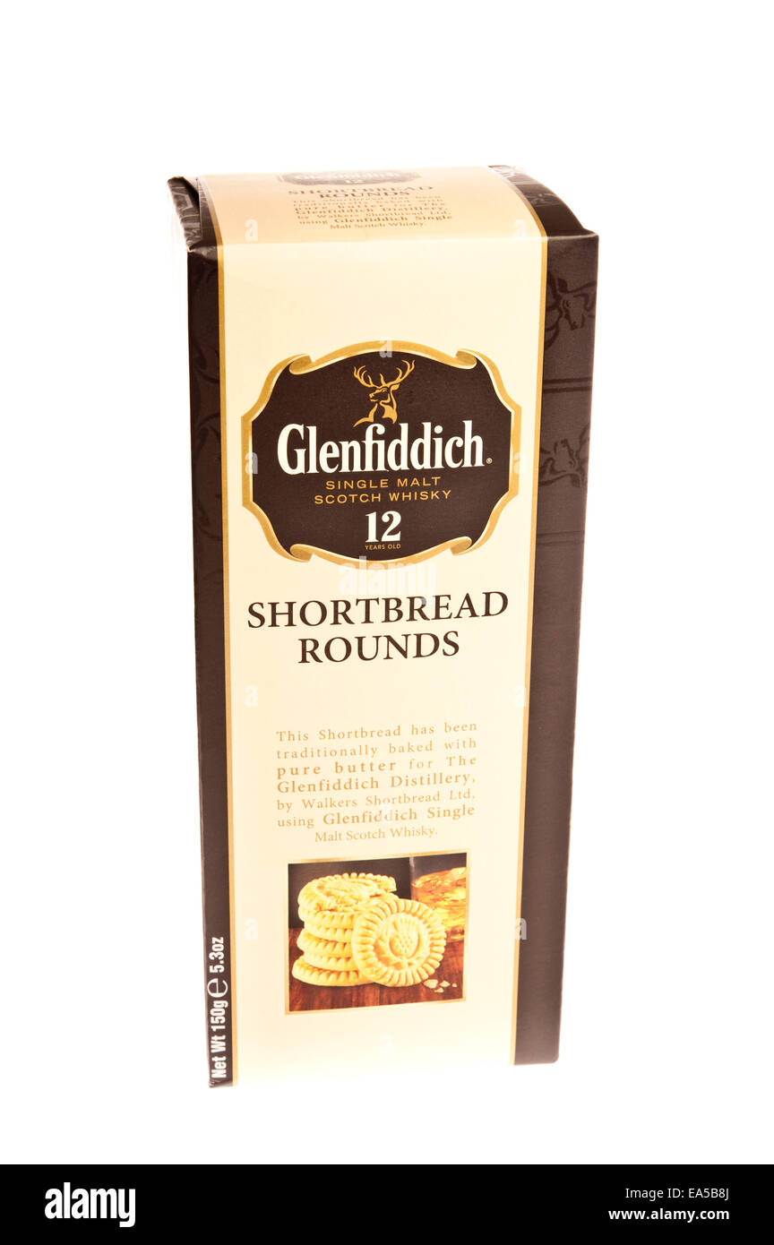 Schachtel mit Butterkekse Glenfiddich Stockfoto