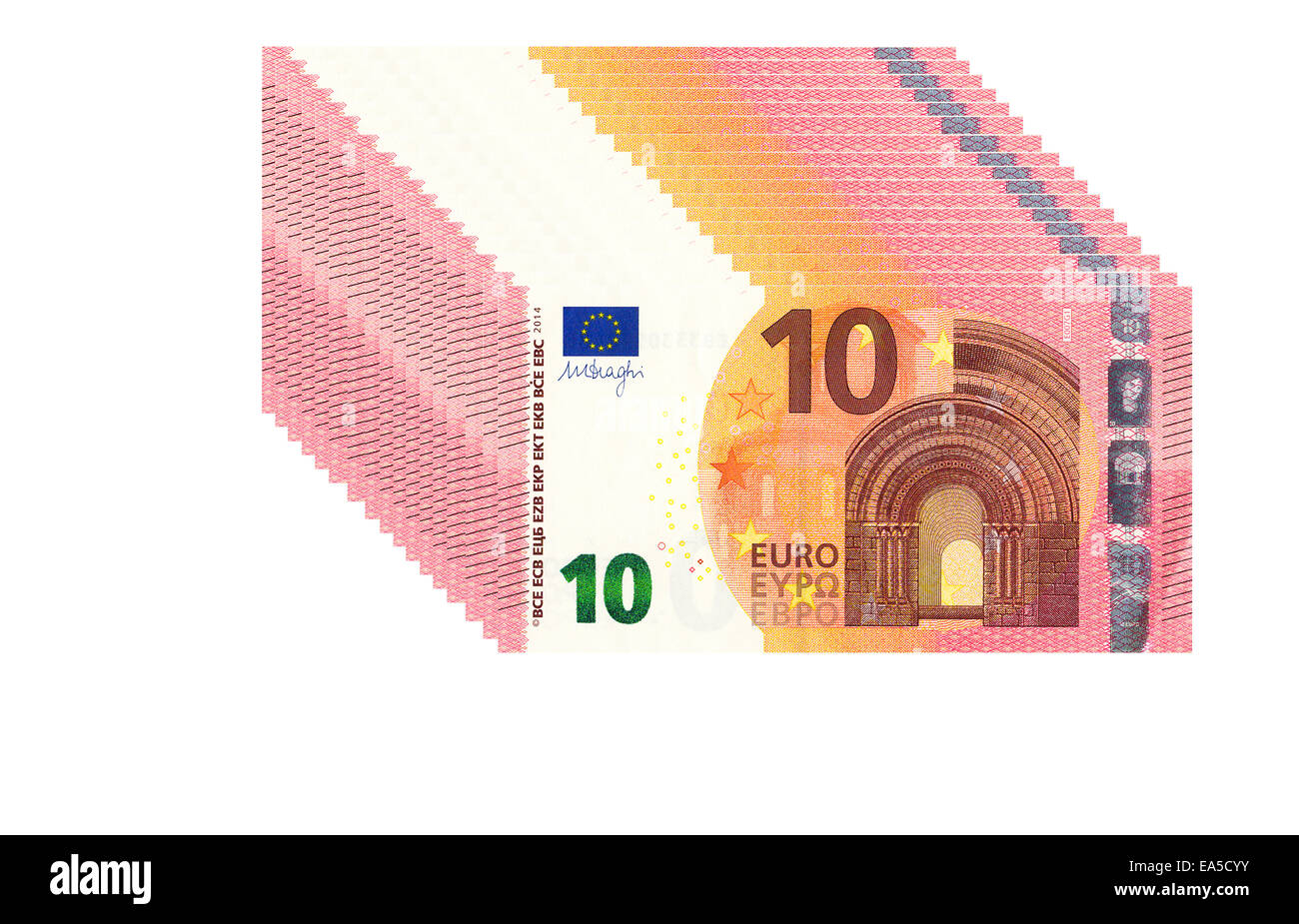 Stapel von zehn Euro-Banknoten Stockfoto