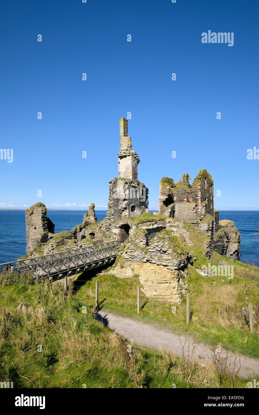 Nordostküste, Ruine Burg Sinclair Girnigoe, Wick, Schottland, Vereinigtes Königreich Stockfoto