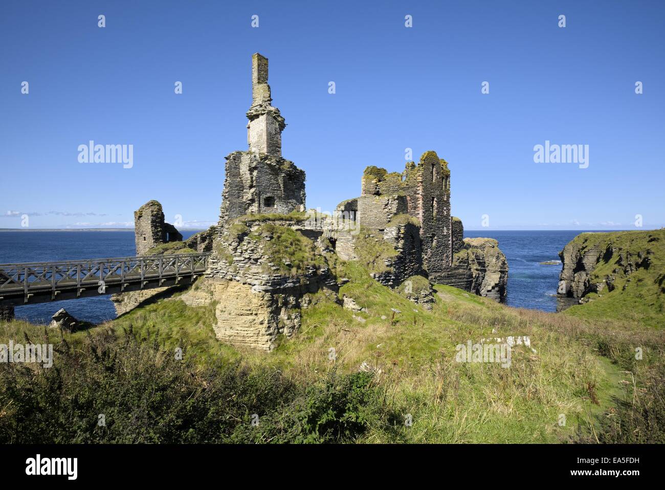 Nordostküste, Ruine Burg Sinclair Girnigoe, Wick, Schottland, Vereinigtes Königreich Stockfoto