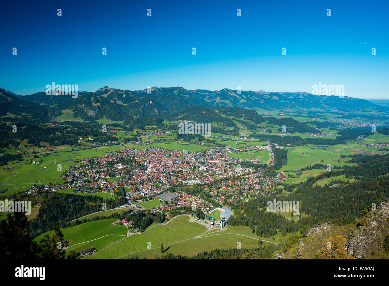 Deutschland, Bayern, Allgäu, mit Blick auf Oberstdorf und Iller Tal Stockfoto