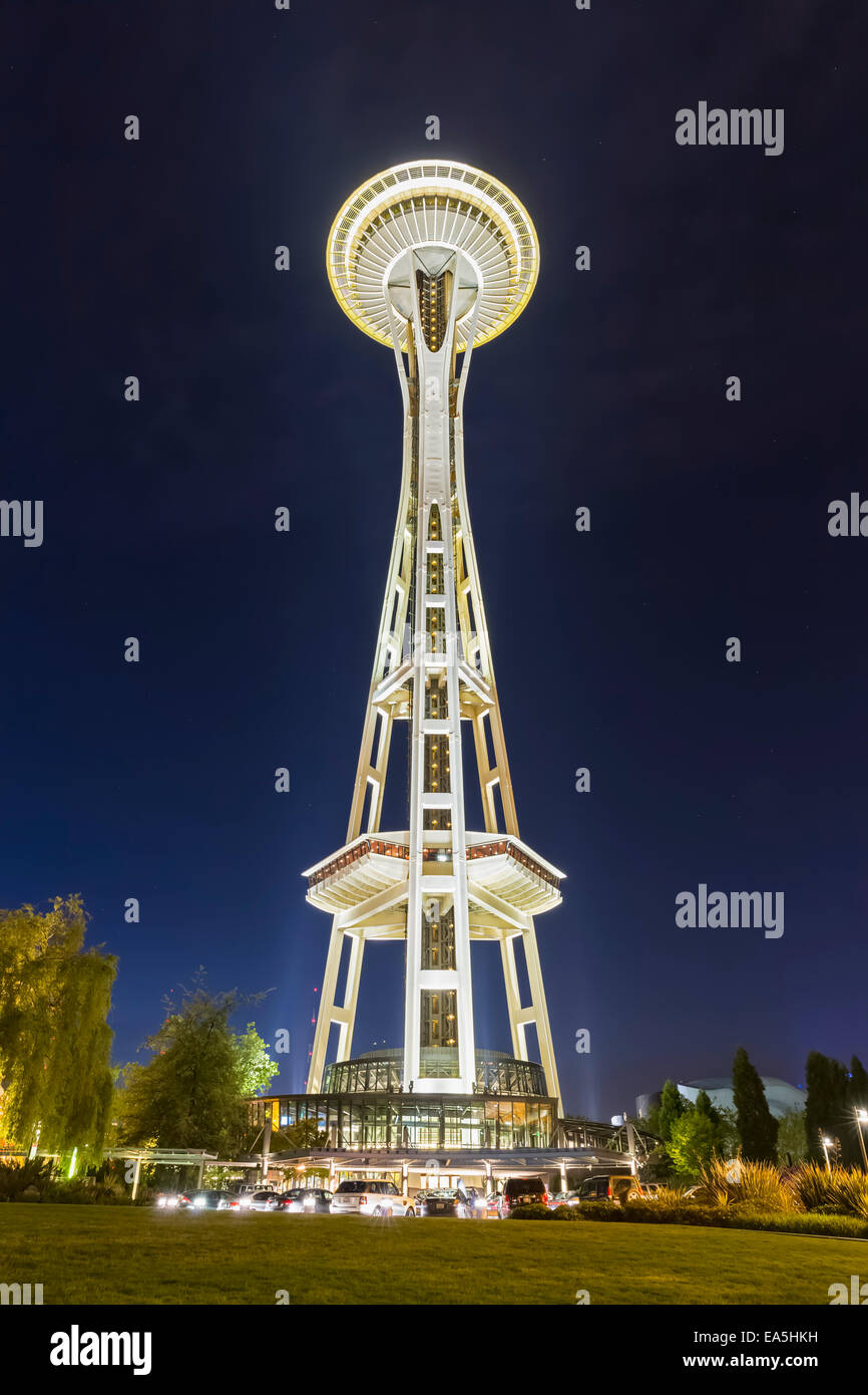 USA, Washington State, Seattle, Space Needle in der Nacht Stockfoto