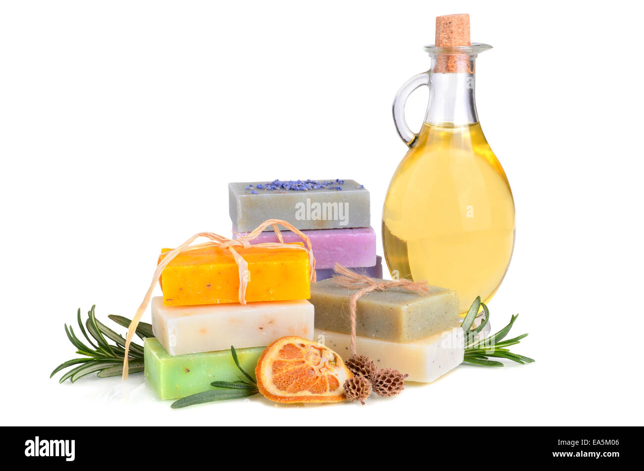 Seifen und Massage-Öl Stockfoto