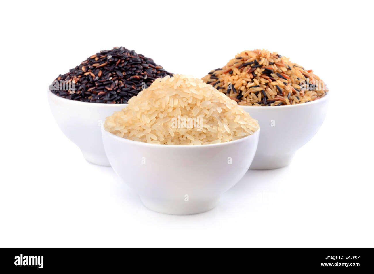 Brown, schwarzen und weißen Reis Stockfoto