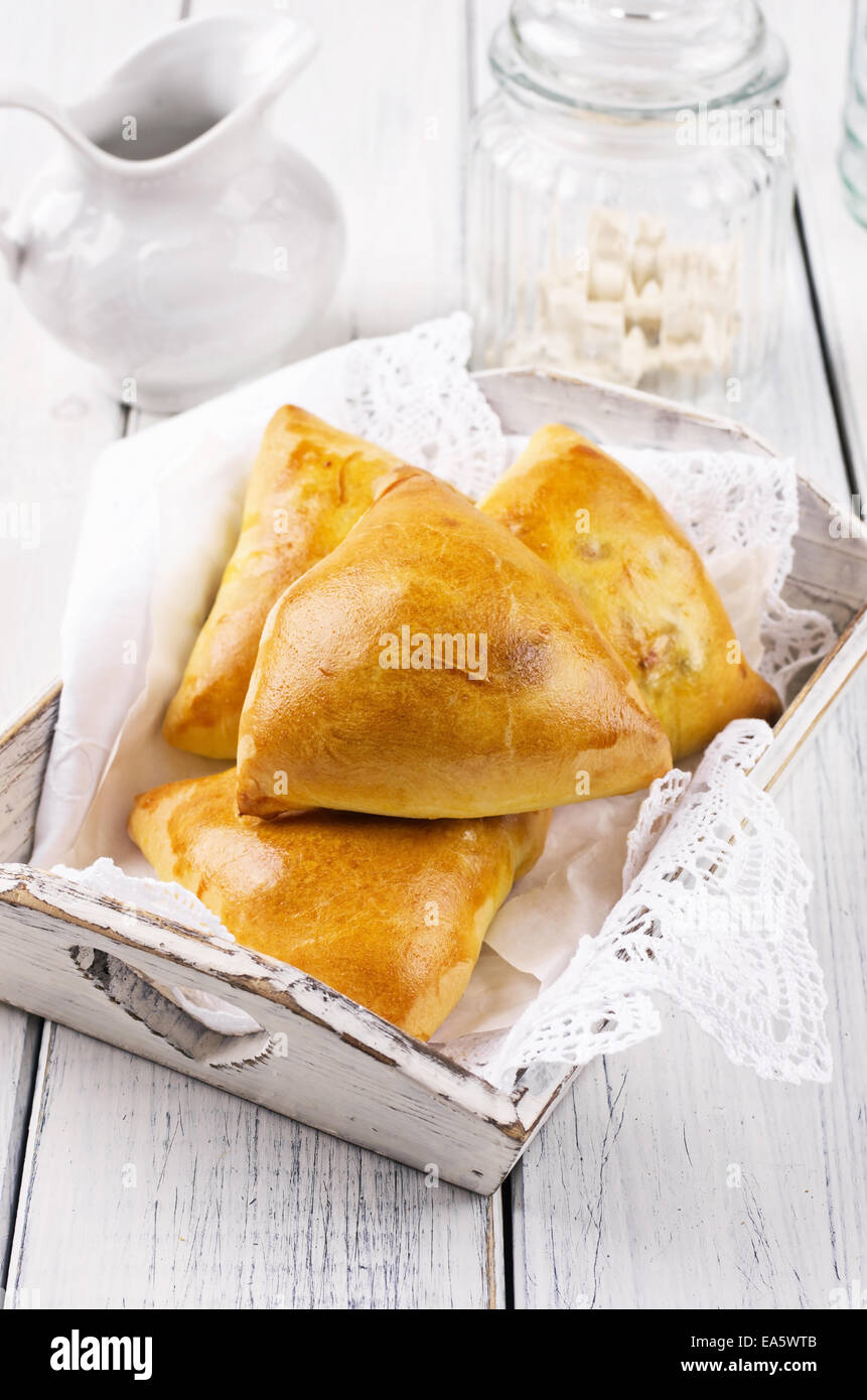 gebackene samosa Stockfoto