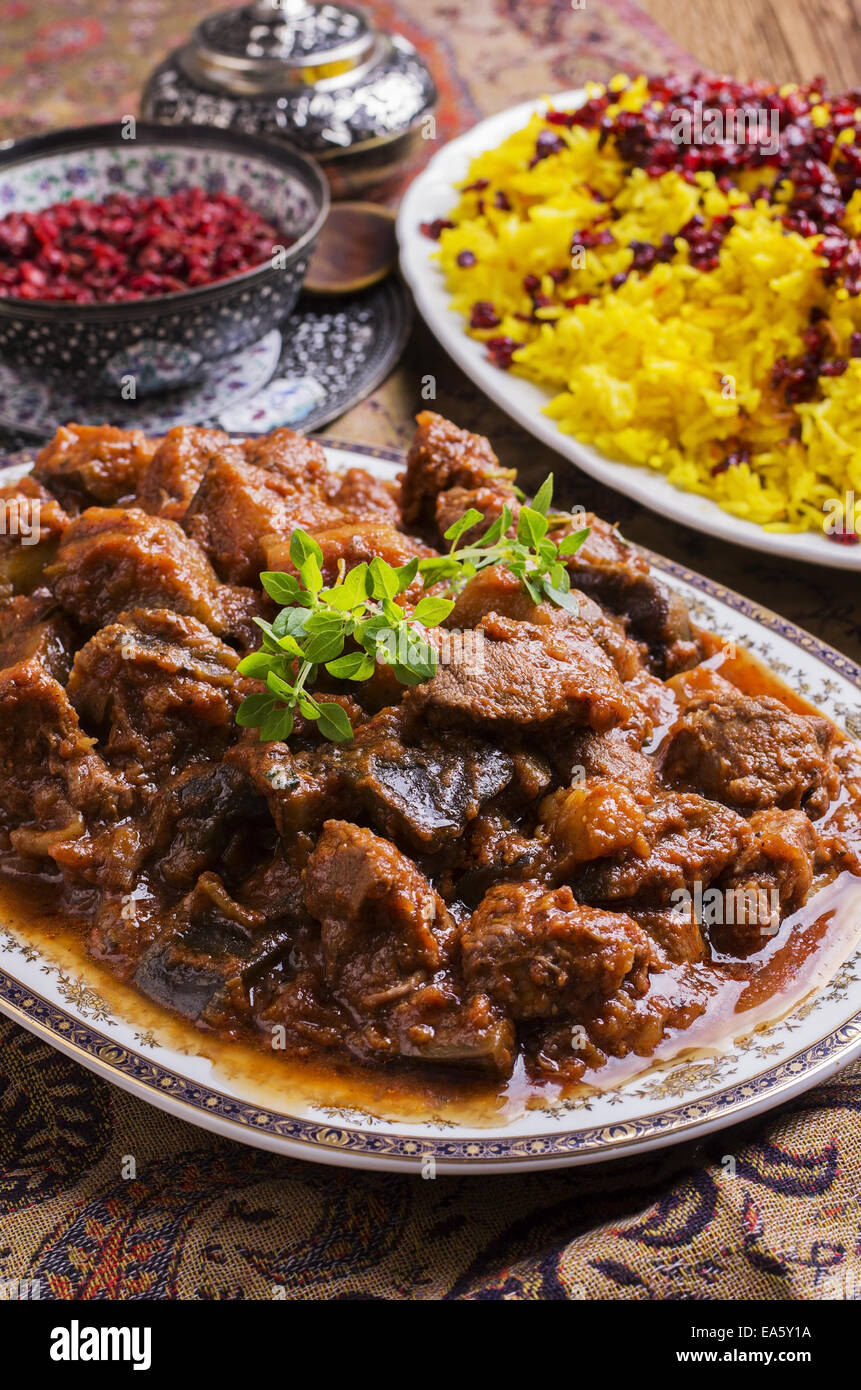 Xoresht-e Badenjan - persischen Lamm-ragout Stockfoto