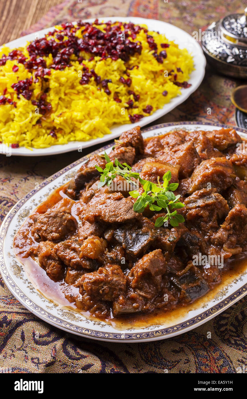 Persisch Lamm-Ragout - solange-e badenjan Stockfoto