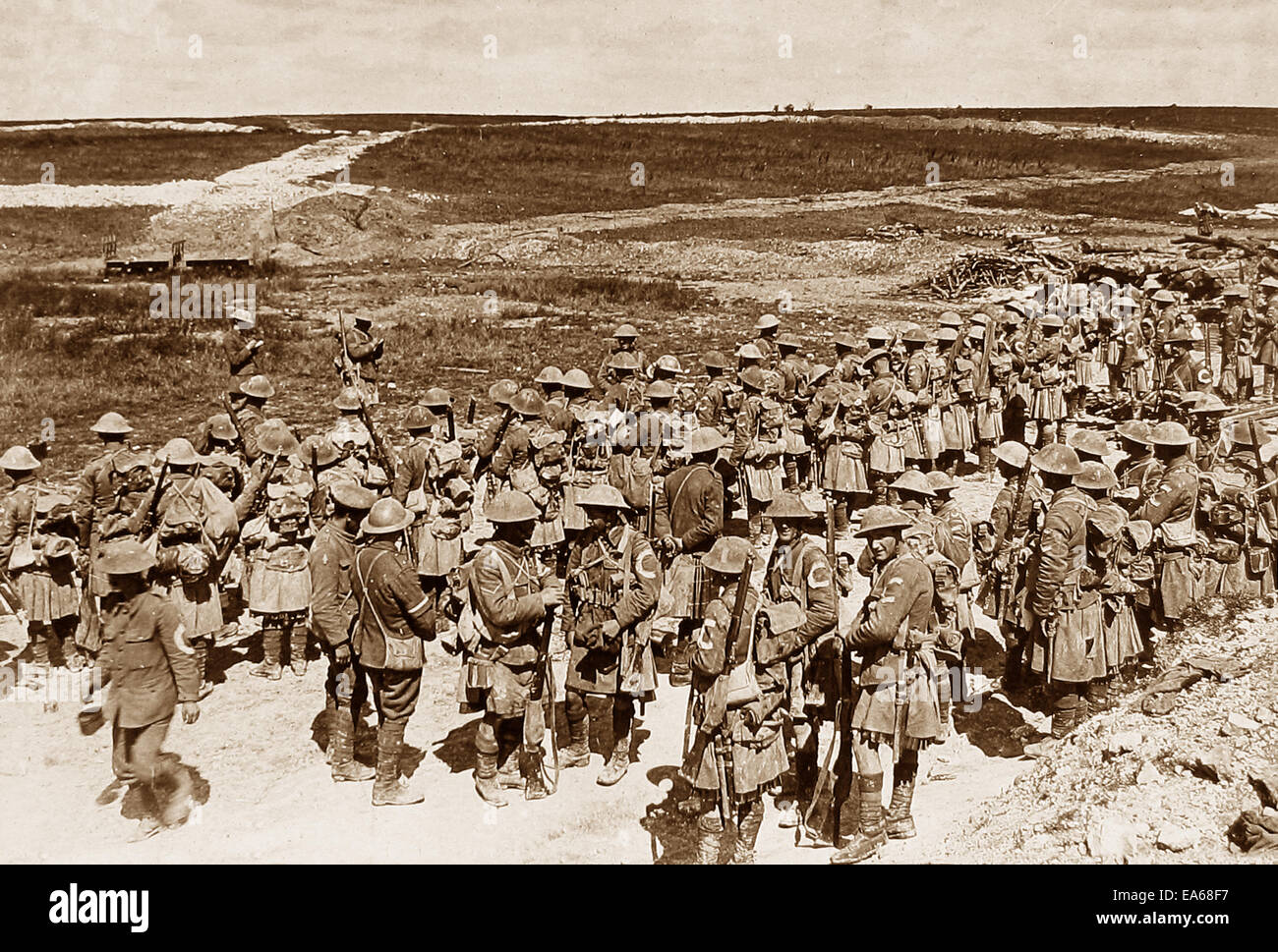 Seaforth Highlanders Appell nach der Öffnung Schlacht an der Somme Stockfoto