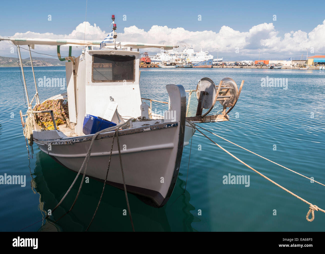 Angelboote/Fischerboote in Griechenland. Tageslicht Stockfoto