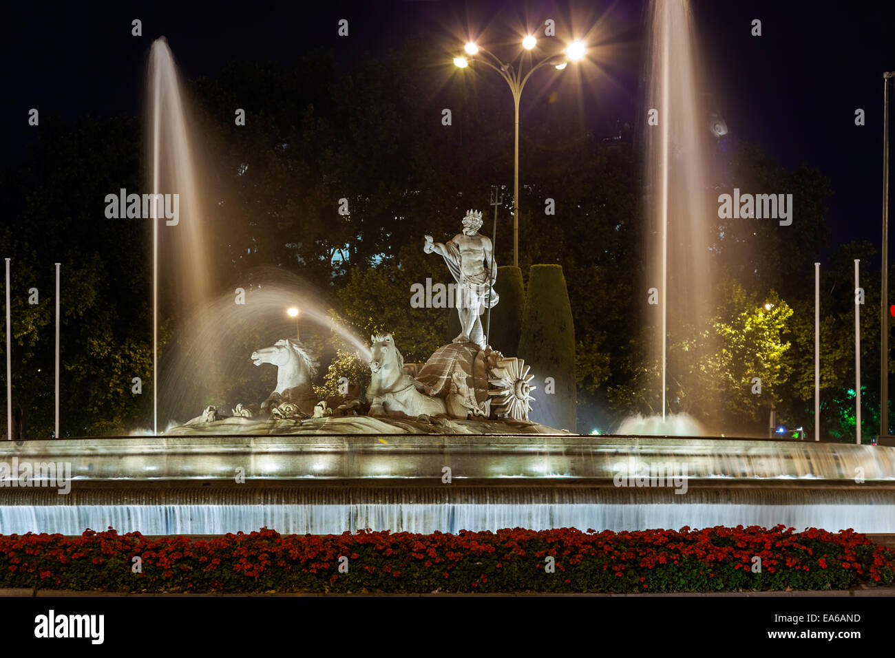 Der Brunnen von Neptun in Madrid Stockfoto