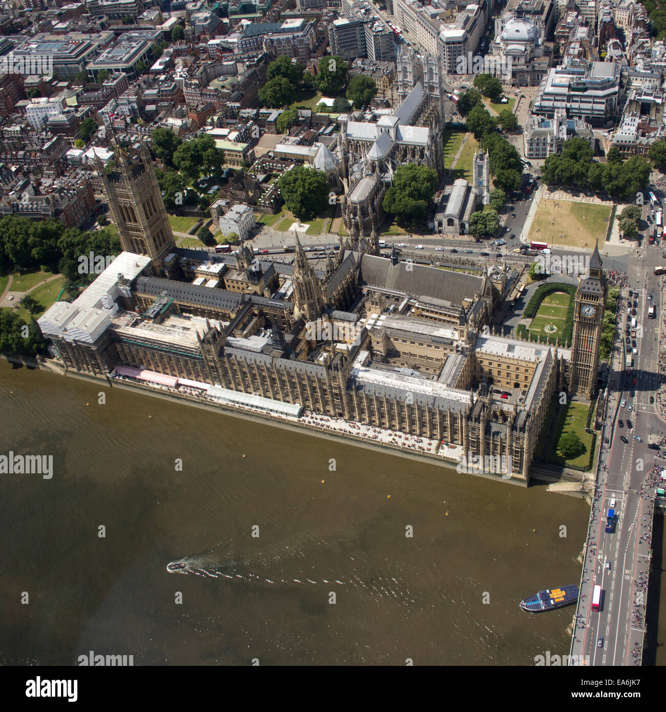 Luftbild von Westminster und Big Ben Stockfoto