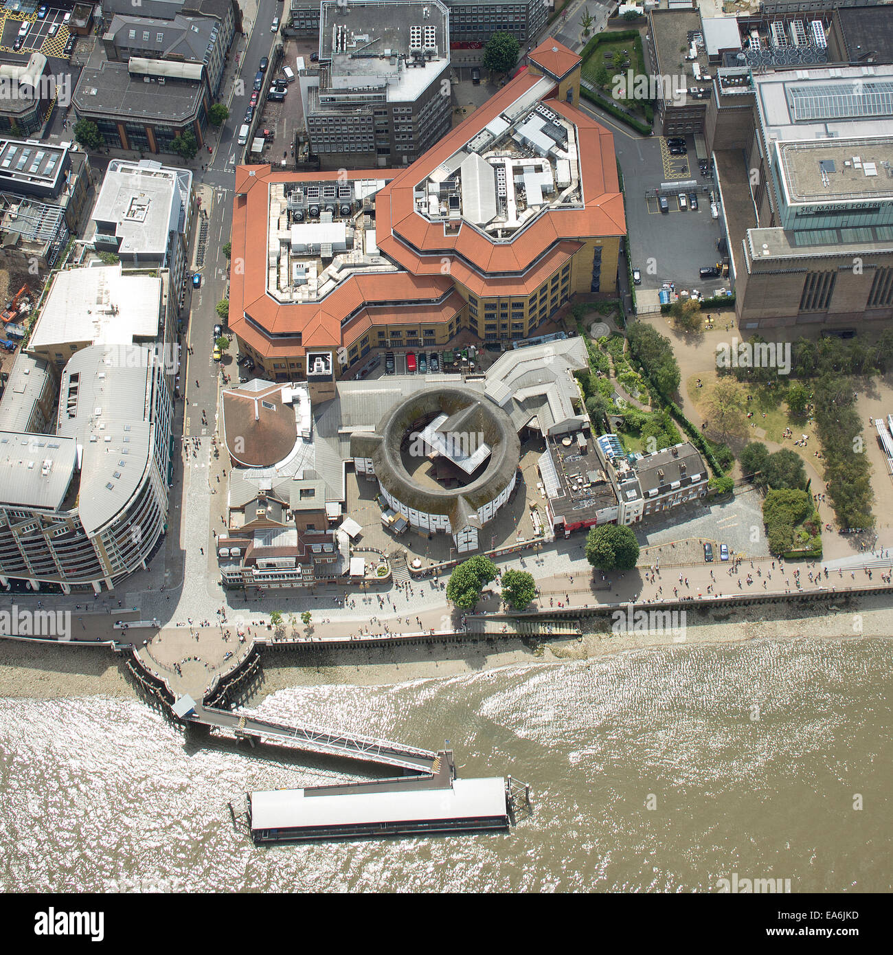 UK, London, Luftaufnahme des Globe Theatre Stockfoto