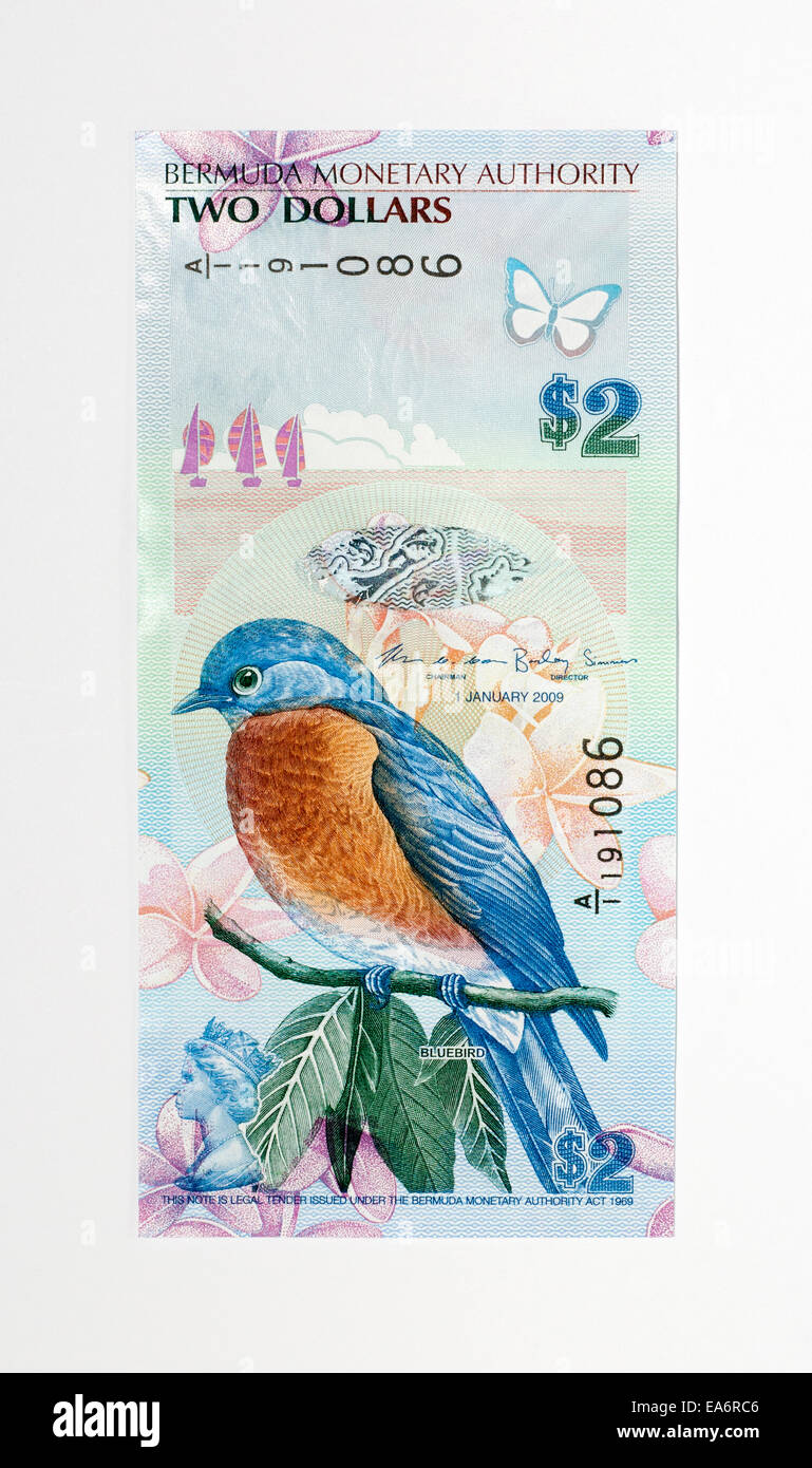 Bermuda 2 zwei-Dollar-Banknote Stockfoto