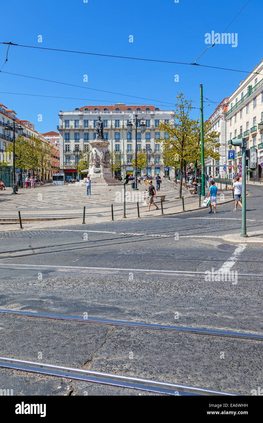 Luis de Camoes Square nahe dem Chiado und Bairro Alto Viertel Stockfoto