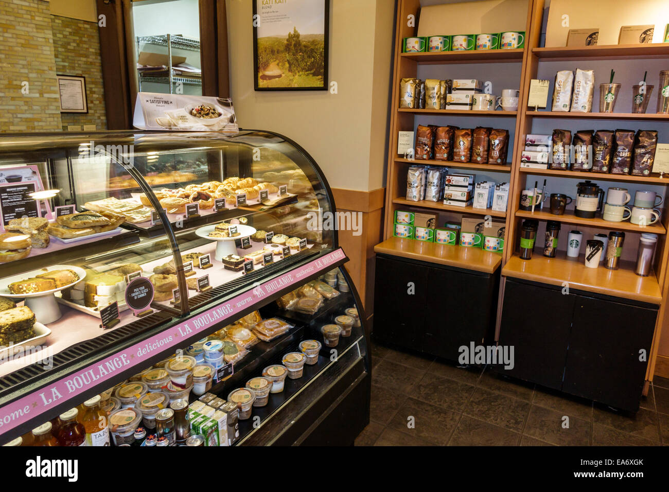 Miami Florida, Intercontinental, Hotel, Lobby, Starbucks Coffee, Barista, Café, Verkaufsmarken anzeigen, Verkauf, Gebäck, Desserts, FL140808026 Stockfoto
