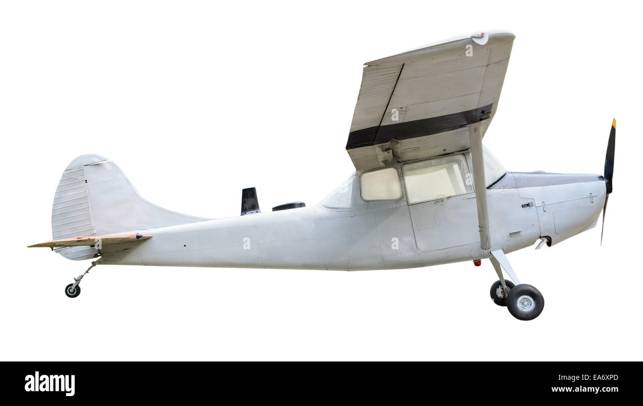 Altes Flugzeug isoliert auf weißem Hintergrund mit Beschneidungspfade Stockfoto