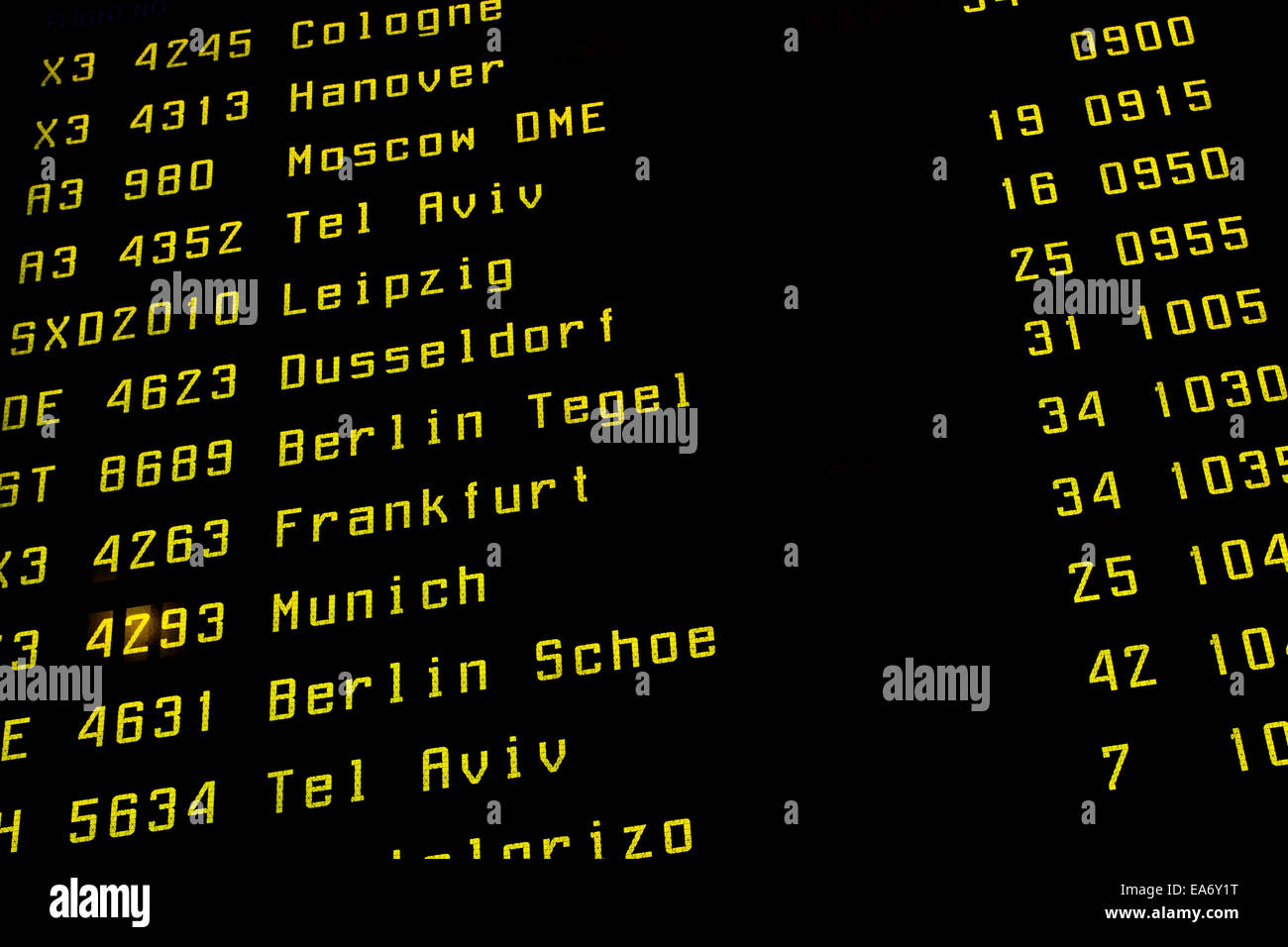 Flugtafel Flughafen Stockfoto