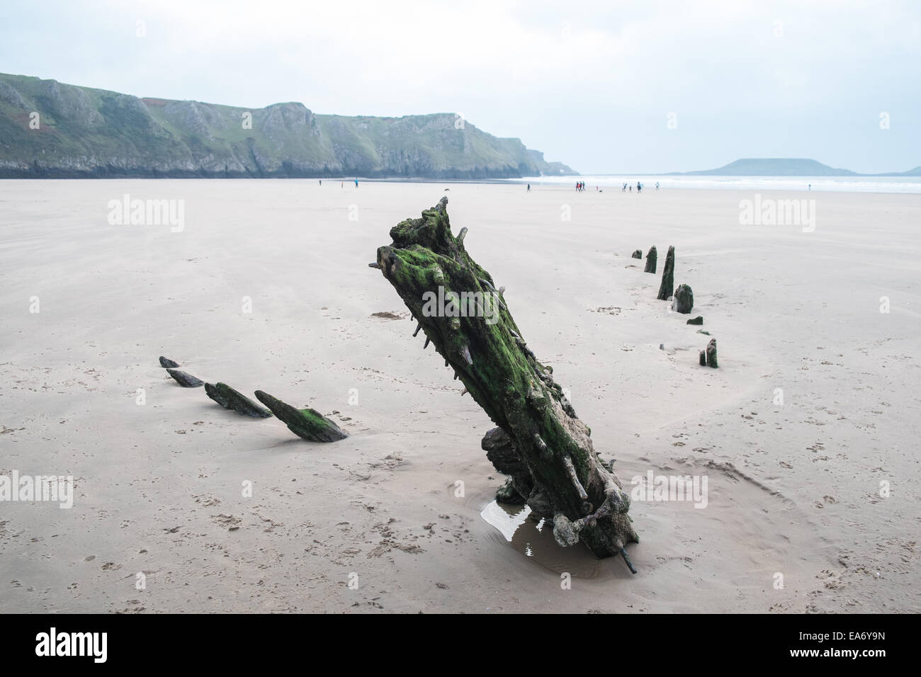 Rhosili, Rhossili, Rhossilli, Bucht, Llangennith langenneth, Strand, Würmer, der Wurm Gower, Halbinsel, Swansea, Swansea, Wales, Großbritannien, Großbritannien, Europa, Europäischen, Stockfoto