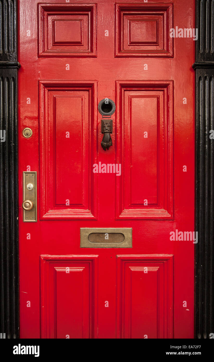 Rote Tür im West Village Stockfoto