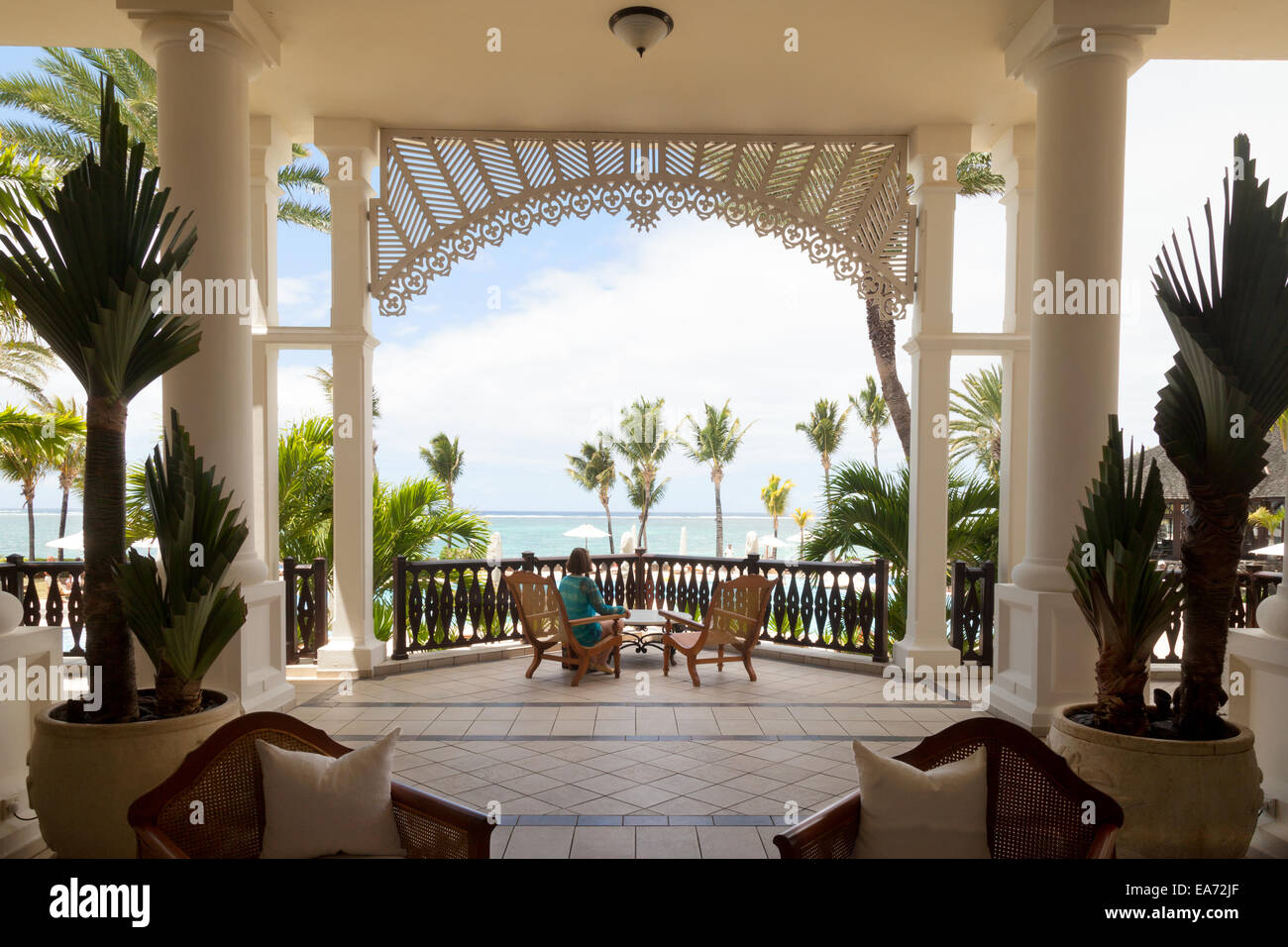 Lobby des The Residence Hotel, ein luxuriöses 5-Sterne-Hotel an der Ostküste Mauritius Stockfoto
