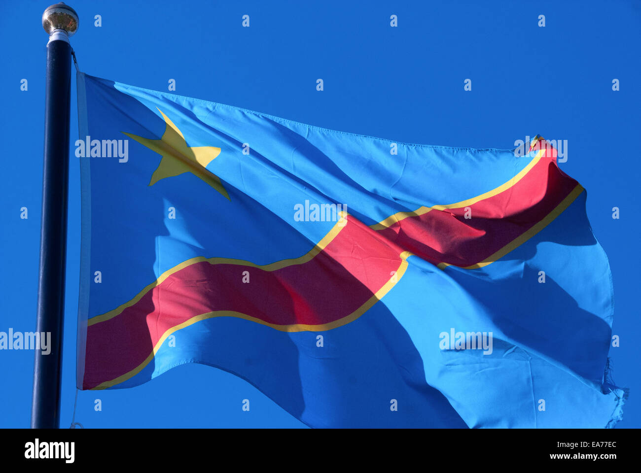 Kongo-Kinshasa Flagge Stockfoto