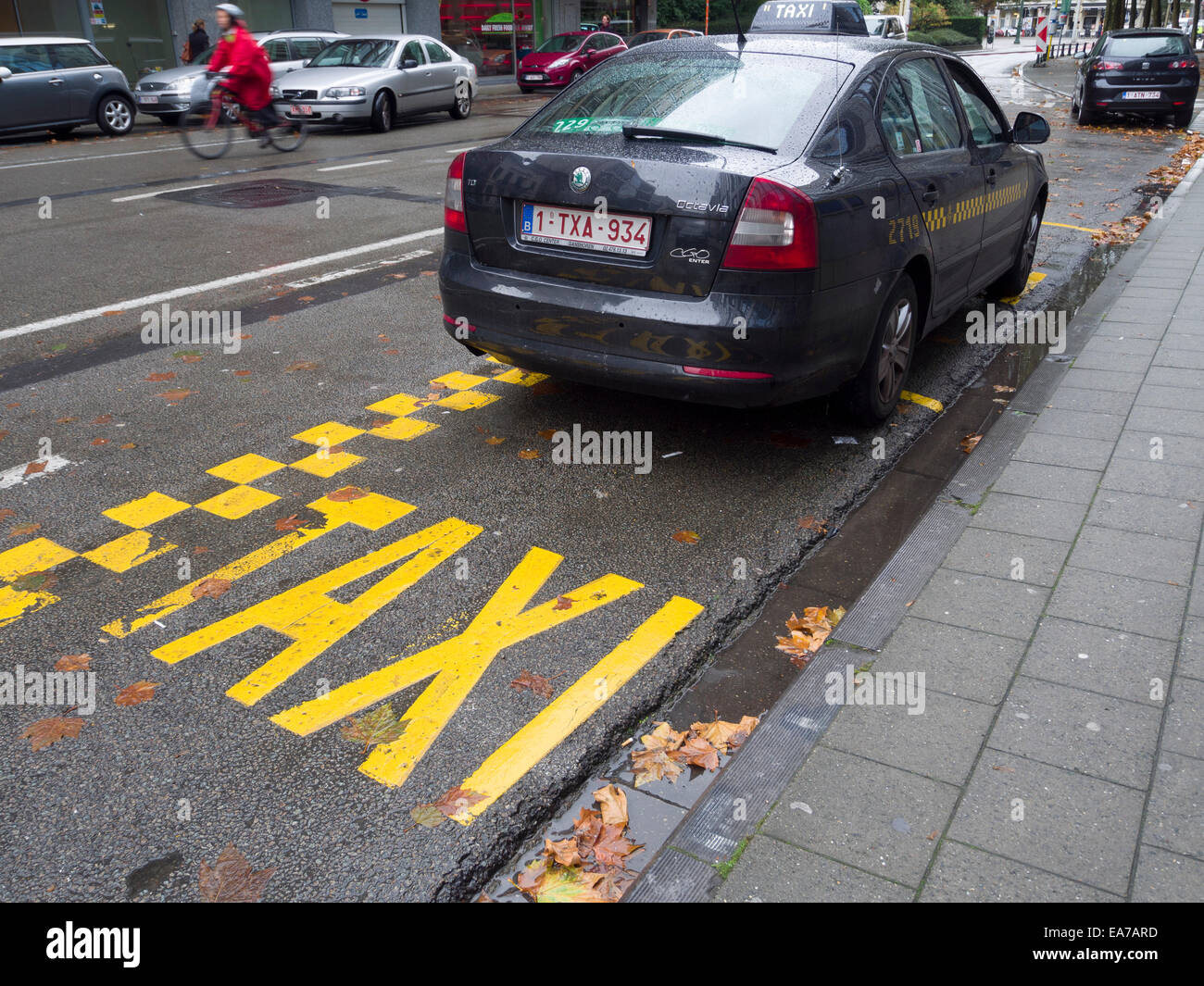 Taxi in Brüssel, Belgien Stockfoto