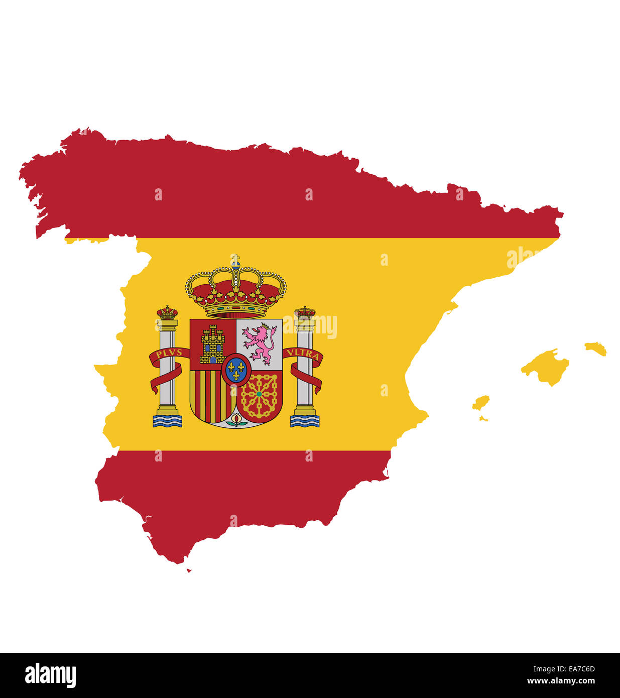 Flagge mit Wappen des Königreichs Spanien überlagert ...